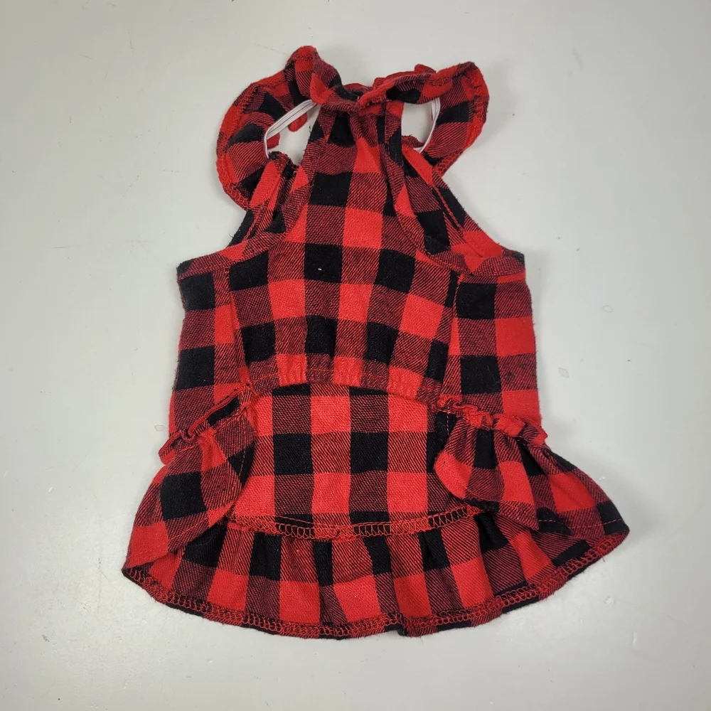 Red and Black Plaid Ruffled Dog Dress